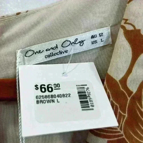 ONE AND ONLY COLLECTION - ESTELLE ANGEL SLEEVE DRESS FLORAL BROWN - Picture 10 of 12